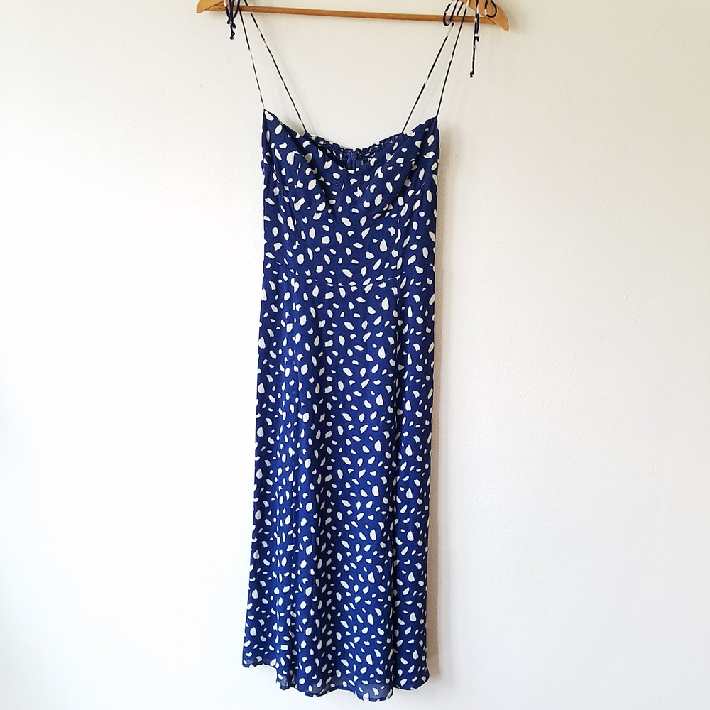 Reformation Juliette Moray Blue Midi Dress Spaghetti Strap Sweetheart Neckline - Picture 4 of 16